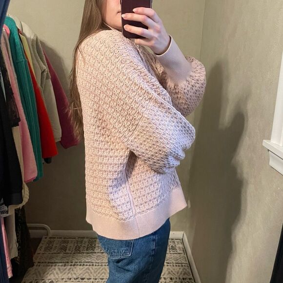 Mr Mittens Pointelle Knit Polo Sweater in Cameo Pink - Picture 2 of 8